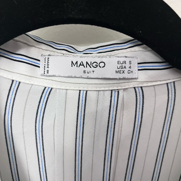 Mango Women’s White and Blue Striped Button Down Shirt - Picture 4 of 4